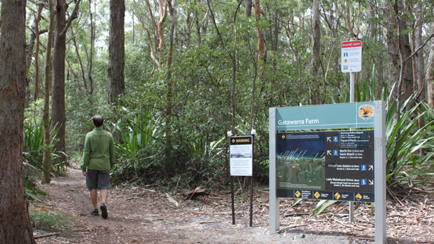 Leaving Garawarra Farm car park to walk to Figure 8 Pools