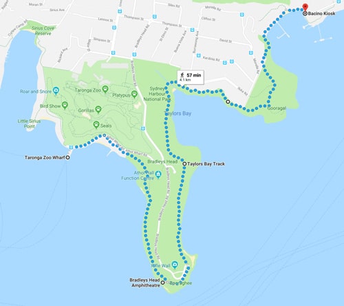 Bradleys Head to Chowder Bay map