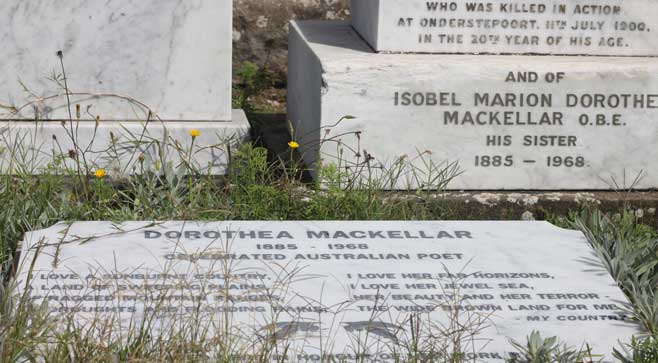 Dorothea Mackellar buried Waverley Cemetery